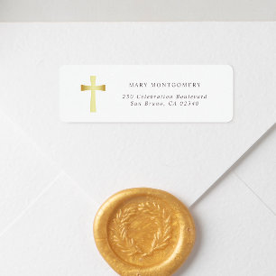 Etiqueta Endereço Dourado simples de devolução entre cristã