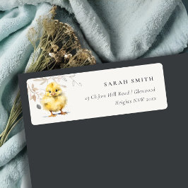 Etiqueta Endereço Floral de Cores d'Água do Pintinho de Faz