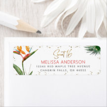 Endereço Floral Dourado Script Pontos Doce 16 Trop