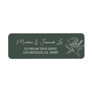 Etiqueta Endereço Floral Minimalista