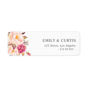 Etiqueta Endereço floral romântico cor-de-rosa claro