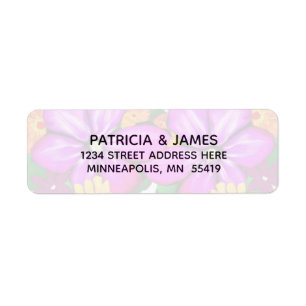 Etiqueta Endereço Floral Rosa Púrpura Elegante
