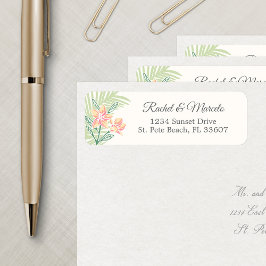 Etiqueta Endereço Floral Tropical de Praia