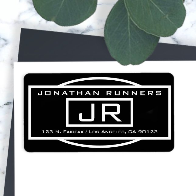 Etiqueta Endereço Geométrico de preto e branco (Criador carregado)