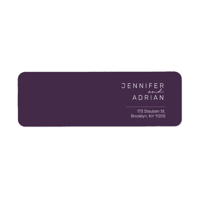 Etiqueta Endereço Mínimo Roxo de Retorno Moderno Elegante P (Frente)
