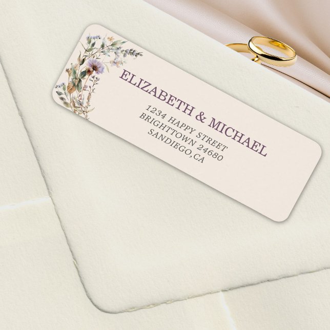 Etiqueta Endereço Moderno Elegante de Casamento de Flores S (Criador carregado)