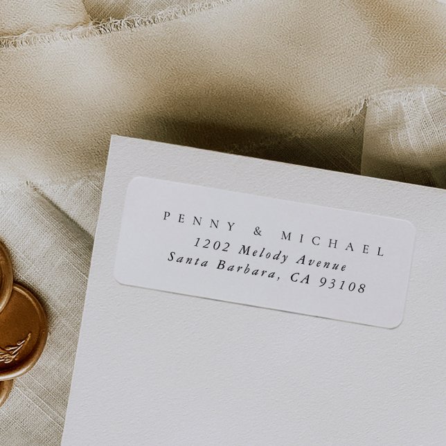 Etiqueta Endereço moderno sofisticado de preto sobre branco (Black and white contemporary return address label.)