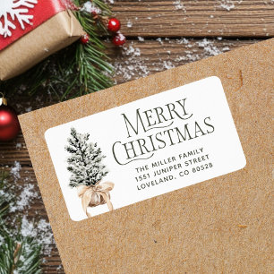 Etiqueta Endereço para devolução de Natal feliz