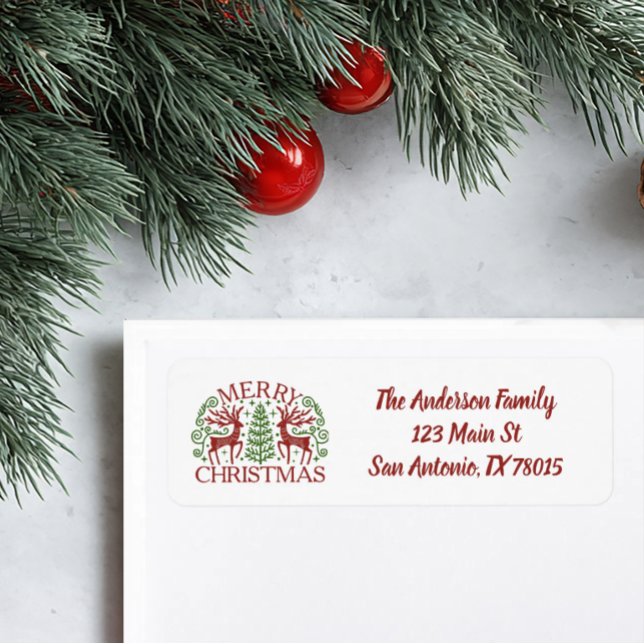 Etiqueta Endereço para devolução de Natal feliz (Personalized Christmas Return Address Labels)