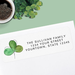 Etiqueta Endereço para devolução de Shamrock da Watercolor