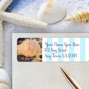 Etiqueta Endereço Personalizado de Foto de Seashell "Coma