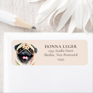 Etiqueta Endereço Personalizado do Cão Pug