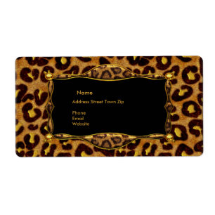 Etiqueta Endereço Preto Leopardo Gold Label