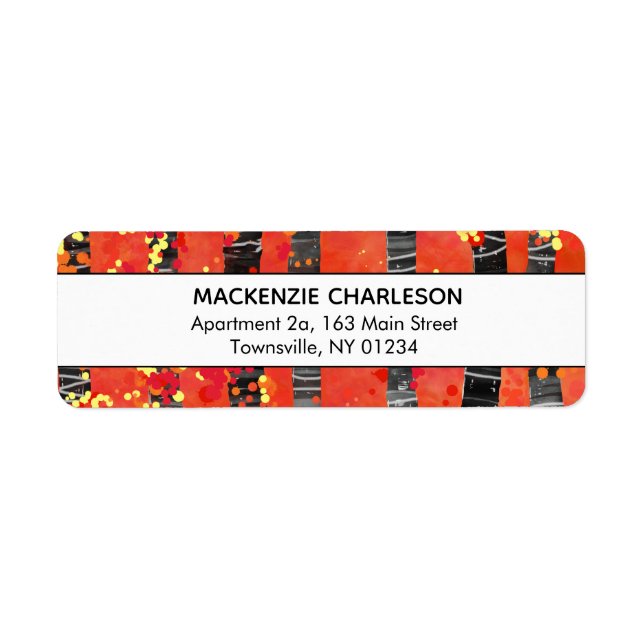 Etiqueta Endereço Red Birch Tree Forest Abstrato (Frente)