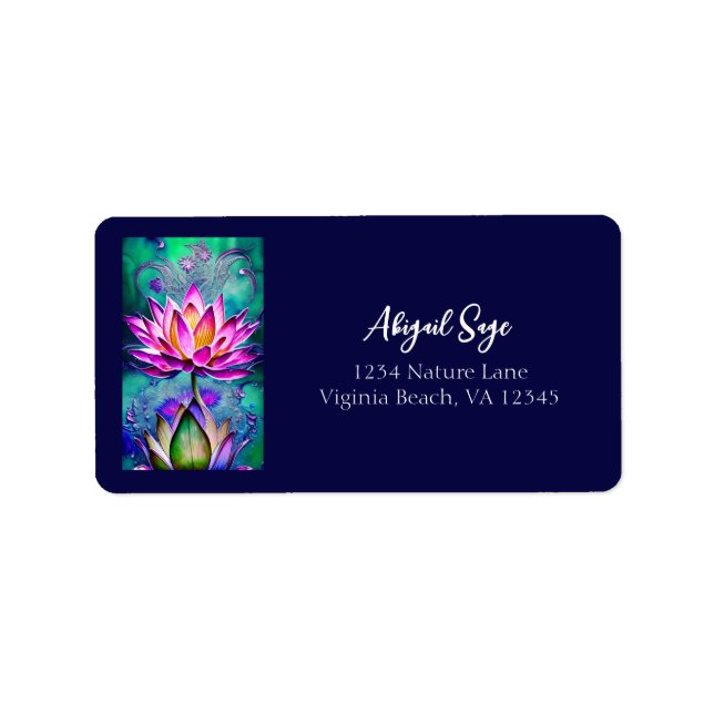 Etiqueta Endereço Retrato da Flor de Lotus Rosa Estonteante (Frente)