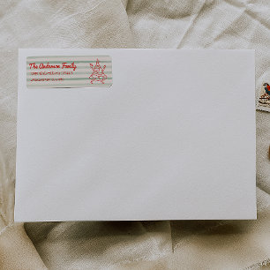 Etiqueta Endereço Retro Desenhado Verde Vermelho Árvore de