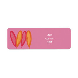 Etiqueta endereço rosa personalizado com penas
