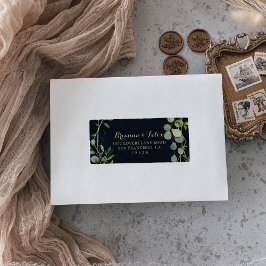 Etiqueta Endereço RSVP de Casamento Verde Azul Dourado Geom