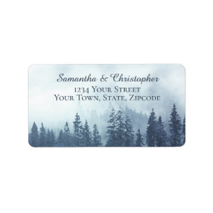 Etiqueta Endereço Rustic Blue Pine Forest Outdoor