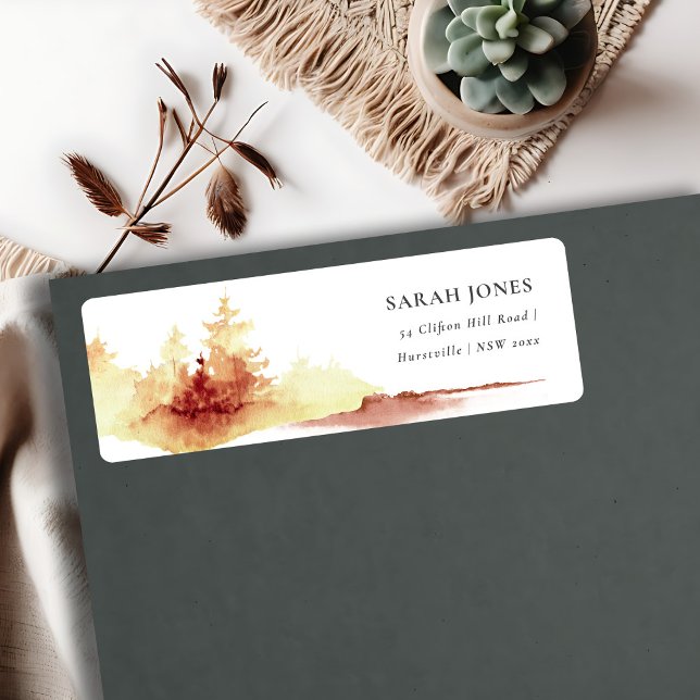 Etiqueta Endereço Rustic Rust Orange Yellow Fall Trees (Criador carregado)