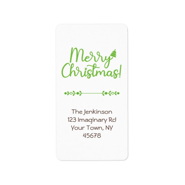 Etiqueta Endereço Simples Feliz Natal em Branco (Frente)