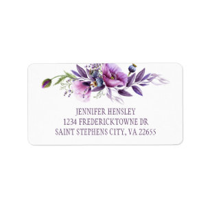 Etiqueta Endereço Violet Purple Lavanda Wildflower