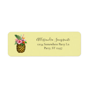 Etiqueta Endereços de Retorno Amarelo Tropical Floral e Ab