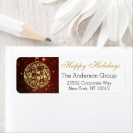 Etiqueta Enfeite Dourado de Boas Festas Corporativo Elegant