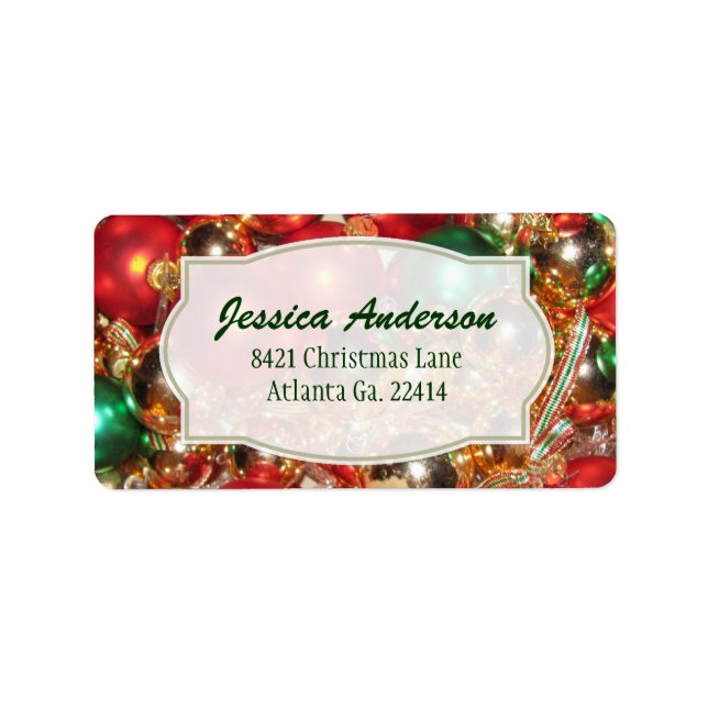 Etiqueta Enfeites de natal Address Stickers (Frente)