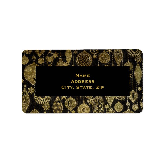 Etiqueta Enfeites de natal de ouro Faix (Frente)