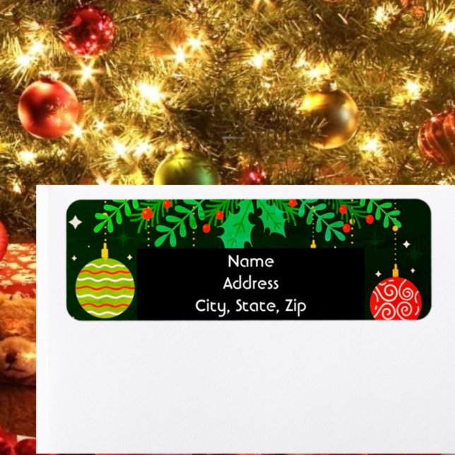 Etiqueta Enfeites de natal e Verde (Criador carregado)