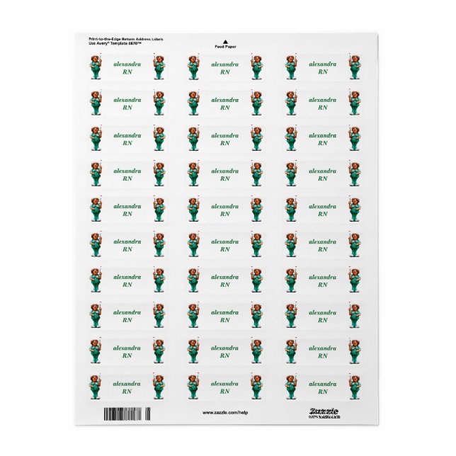 Etiqueta Enfermagem personalizada RN (Folha completa)