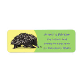 Etiqueta Engraçada echidna engraçada com desenho animado de
