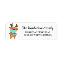 Etiqueta Engraçada Reindeer de Natal Vestindo personalizaçã