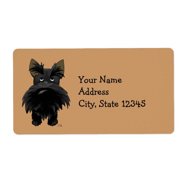 Etiqueta Engraçado Big Nose Scottie (Frente)