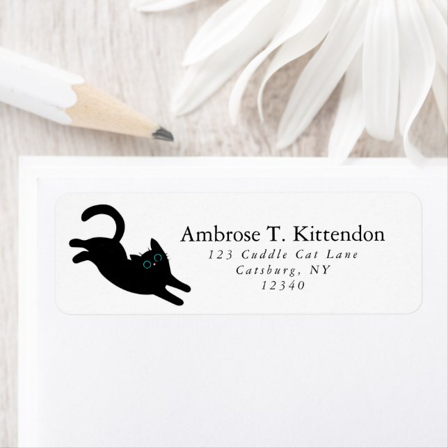 Etiqueta Engraçado Pulando Acrobat Black Cat Art Silhout (Insitu)