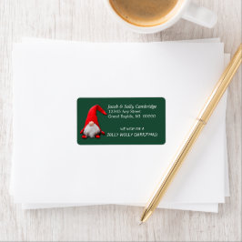 Etiqueta Engraçado Red Gnome Jolly Holly Natal