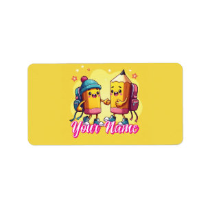 Etiqueta Engrenagem escolar fofa e personalizada