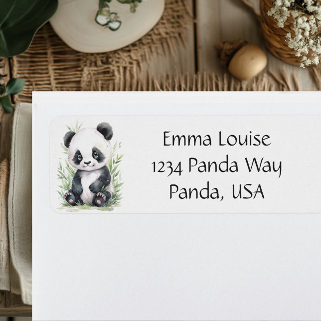 Etiqueta Envelope Panda e Bamboo (Panda and Bamboo Address Label)
