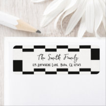 Envelope Xadrez Preto e Branco Sofisticado