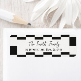 Etiqueta Envelope Xadrez Preto e Branco Sofisticado