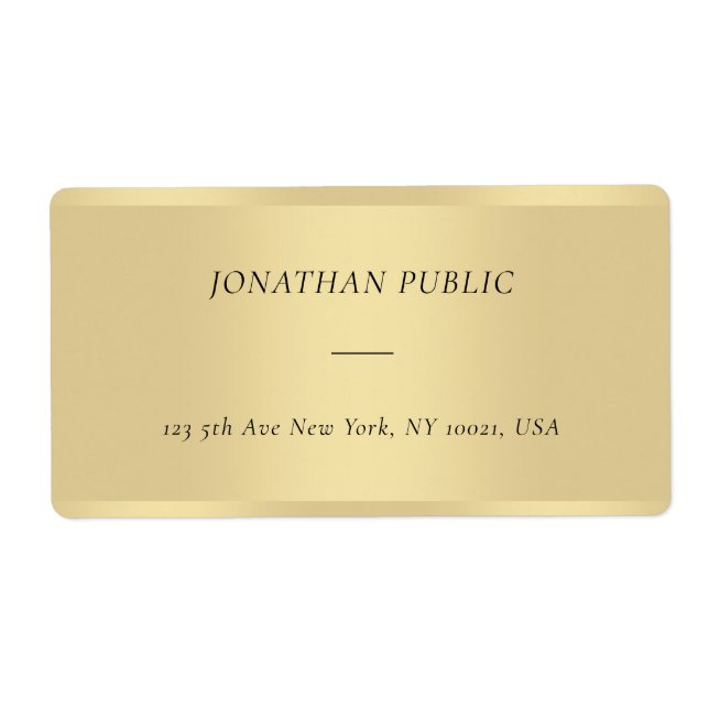 Etiqueta Envio Dourado de Modelo de Fontes Cursivas Moderna (Frente)