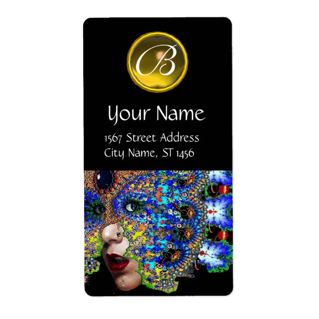 Etiqueta EPHEMERAL AMARELO TOPAZ MONOGRAMA Preto (Frente)