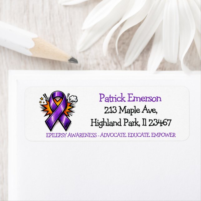 Etiqueta Epilepsy Awareness | Purple Awareness Ribbon (Insitu)