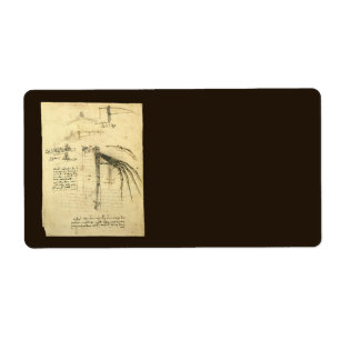 Etiqueta Esboço da Máquina Voadora de Leonardo da Vinci