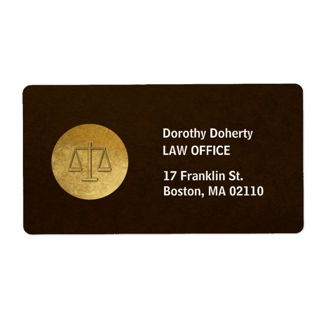 Etiqueta Escalas de Justiça | Empresa de advogados (Frente)