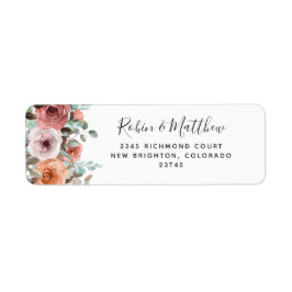 Etiqueta Escamudo Eetéreo, Peach Floral Return Address