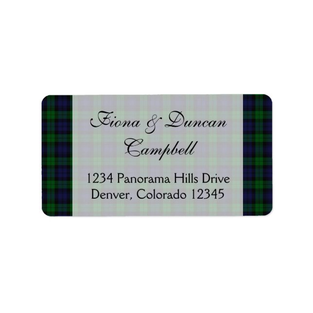Etiqueta Escocês Black Watch Tartan Return Address (Frente)