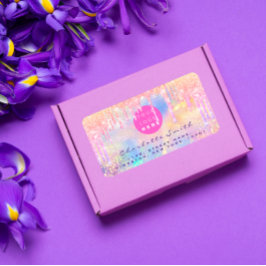 Etiqueta Escolar Logotipo Holográfico de Unicórnio