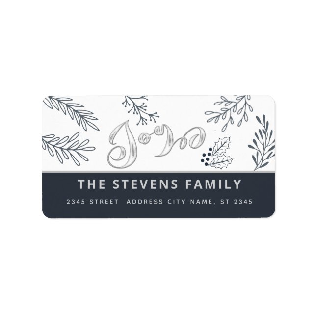 Etiqueta Escrita elegante moderna alegria botânica clássica (Frente)